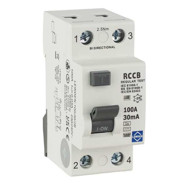 Lewden 100/30/2B Type B 100A 30mA 230V 2 Pole RCD