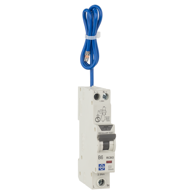 Lewden Compact RCBO B Curve Double Pole 30mA Switched Neutral