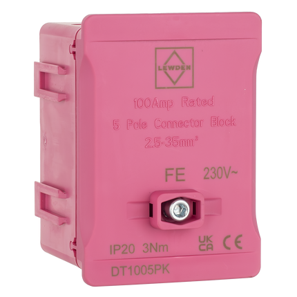 Lewden DT1005PK 100A Single Pole Connector Block Pink