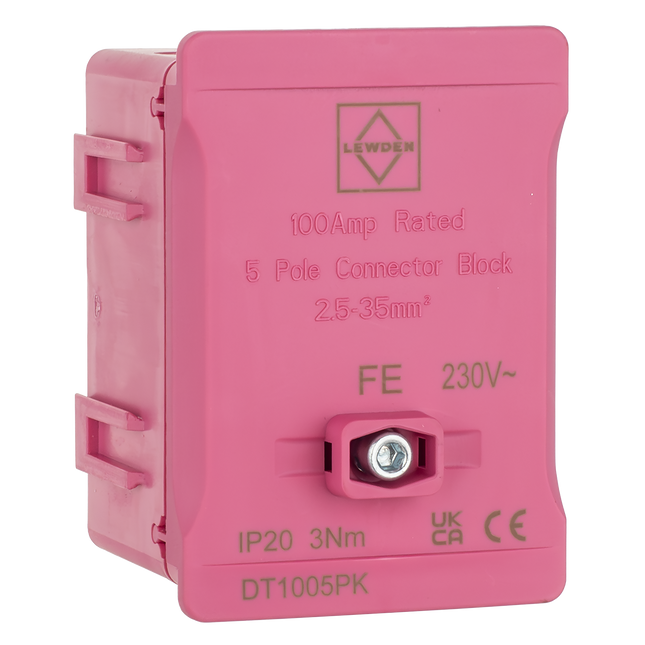 Lewden DT1005PK 100A Single Pole Connector Block Pink