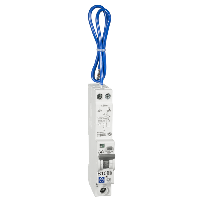 Lewden Double Pole 1 Module B Curve 6kA 30mA AFDD Combined RCBO