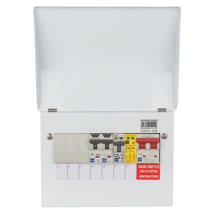 Lewden HPPI-R06W-AC25 6 Way Air Source Heat Pump (ASHP) Consumer Unit with 25A HP RCBO, 2x RCBOs and SPD