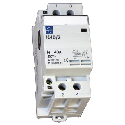 Lewden IC40/2 230V 40A 2 Pole Contactor with 2 NO Contacts