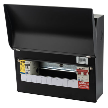 Lewden PRO-R10B-R1S Black 9 Way RCBO Consumer Unit with Surge Protection