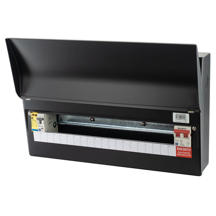 Lewden PRO-R19B-R1S Black 18 Way RCBO Consumer Unit with Surge Protection