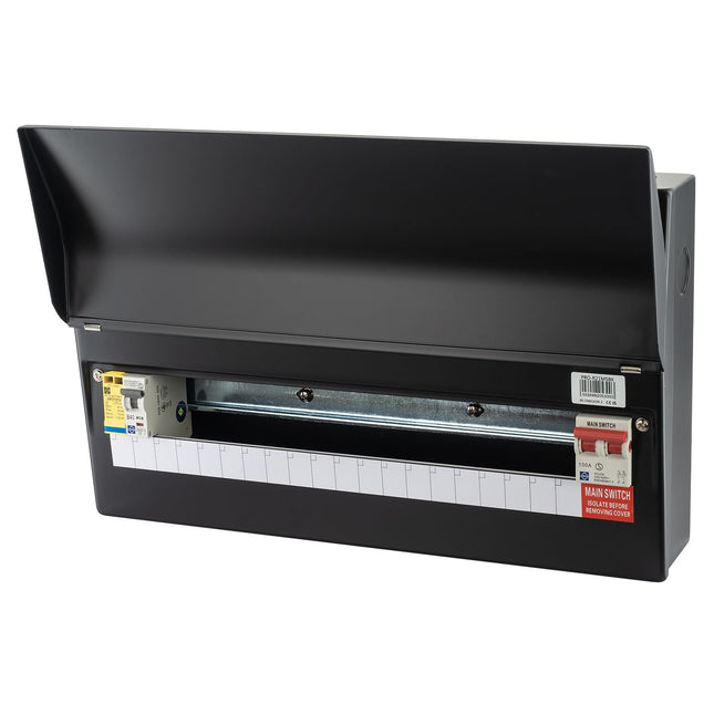 Lewden PRO-R19B-R1S Black 18 Way RCBO Consumer Unit with Surge Protection