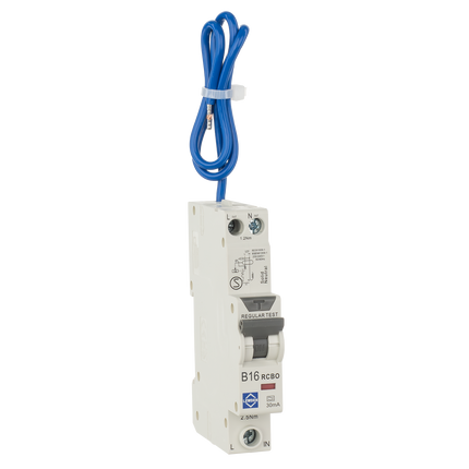 Lewden RCBO Compact Single Pole 1 Module B Curve 6kA 30mA Type A RCBO