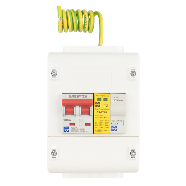 Lewden SLM4-SPD1PT2 100A DP Electricity Meter Isolator Switch with T2 SPD