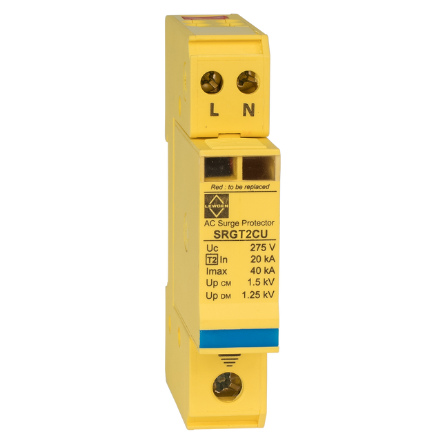 Lewden SRGT2CU 20kA 1 Module Single Pole Type 2 Surge Protector
