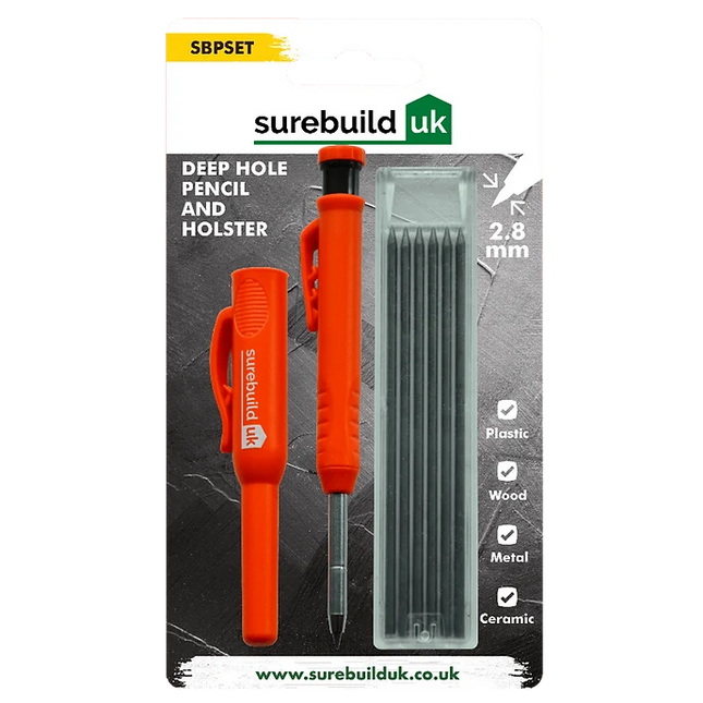 Surebuild SBPSET Deep Hole Pencil & Holster Set with 6 Replacement Leads